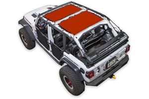 SPIDERWEBSHADE Original JL 4-Door Front and Rear Sunshade Top (2018-2026) Compatible with Jeep Wrangler JLU Rubicon Sahara Sport All Trims - AirbagSafe - USA Made - 10 Year Warranty (Red)