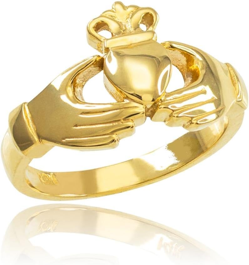 Classic 10k Yellow Gold Irish Heart Claddagh Wedding Engagement Ring