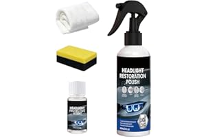 Car Headlight Cleaner Kit - Scratch Removal Cleaner | with Sponge and Towel Car Headlight Repair Fluid,for Truck SUV RV Trail