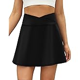 LouKeith Tennis Skirts for Women Pleated Crossover High Waisted Athletic Workout Golf Skorts Skirts with Shorts Pocket