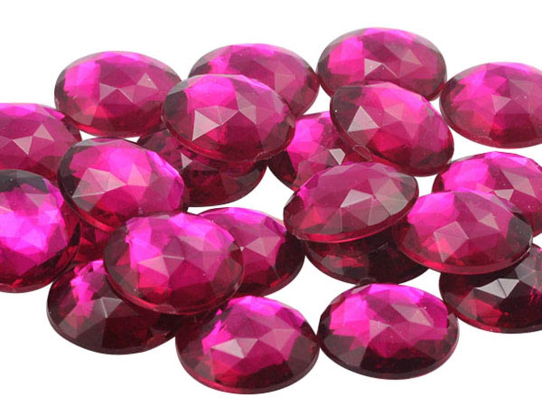 25mm Flat Back Round Acrylic Rhinestones Plastic Circle Gems for Costume Making Cosplay Jewels Pro Grade Embelishments - 20 Pieces (Pink Fuchsia H108) — image 1