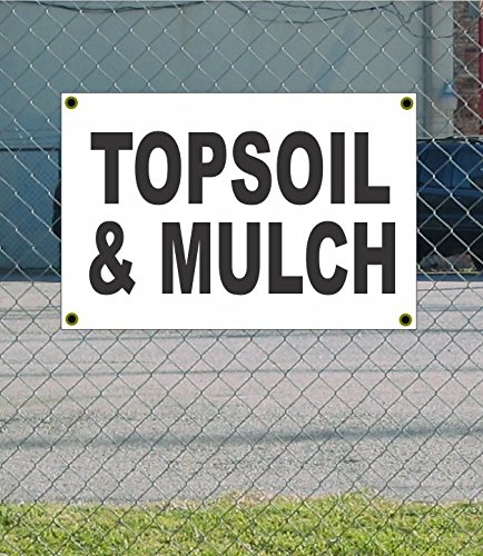TOPSOIL & MULCH 2x3 White w/ Black Banner Sign