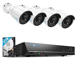 REOLINK 8CH 5MP Home Security Camera System, 4pcs Wired 5MP Outdoor PoE IP Cameras, 8MP 8CH NVR with 2TB HDD for 24-7 Recordi