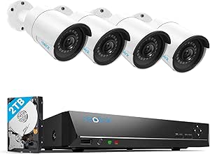 REOLINK 8CH 5MP Home Security Camera System, 4pcs Wired 5MP Outdoor PoE IP Cameras, 8MP 8CH NVR with 2TB HDD for 24-7 Recording, RLK8-410B4-5MP