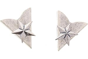 HHH Design Antique Silver Finish Western Collar Tips | Star Design | Collar Shirt Tips Attaching Screws for Men & Women | Pair of 1