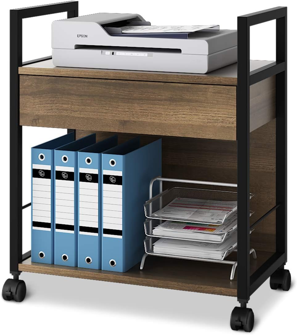 DEVAISE Mobile Printer Stand with Storage Drawer, Modern