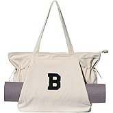 ESVAN Corduroy Yoga Tote Bag Gifts for Women Drawstring Yoga Mat Bag for Office Workout Travel Carryall Pilates Gym