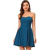 Allegra K Women's Sexy Tube Strapless Dress Sweetheart Neckline Off Shoulder Cocktail Party Mini Short Dresses