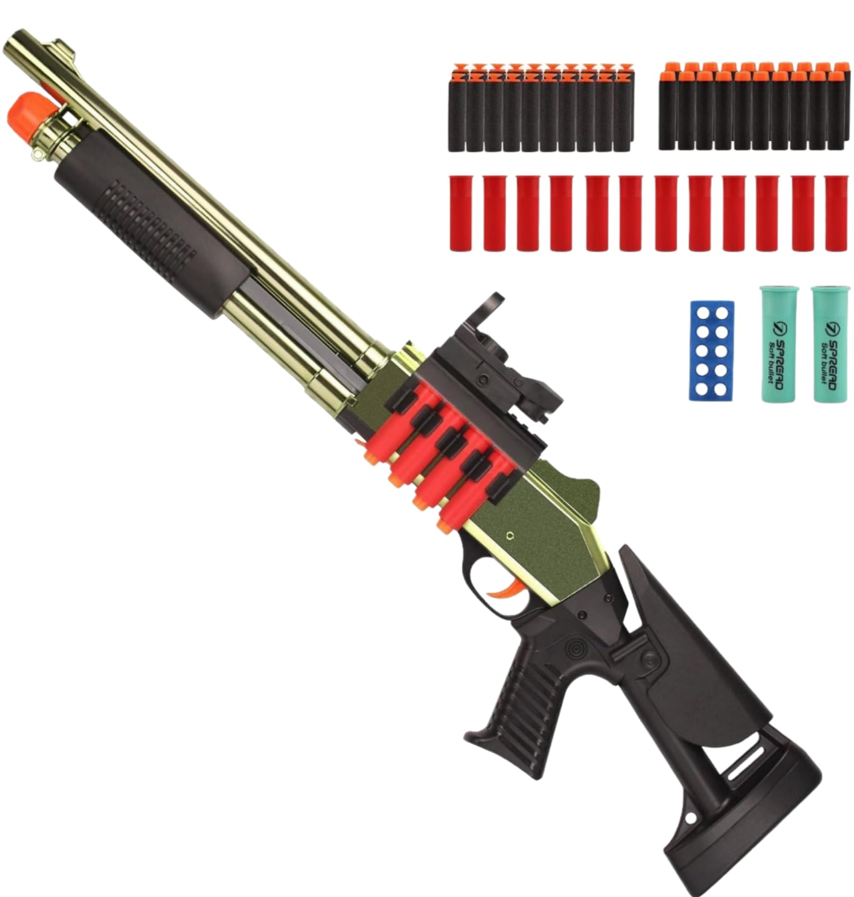 30-Inch Shell Ejecting Foam Blaster Soft EVA Dart Blaster with 14 Shell Casings 50 Foam Darts Realistic Pump-Action Shotgun for 14+ Years
