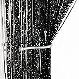 37 X 76 Inch Rare Flat Silver Ribbon Door String Curtain Thread Fringe Window Panel Room Divider Cute Strip Tassel Party Events (Black)