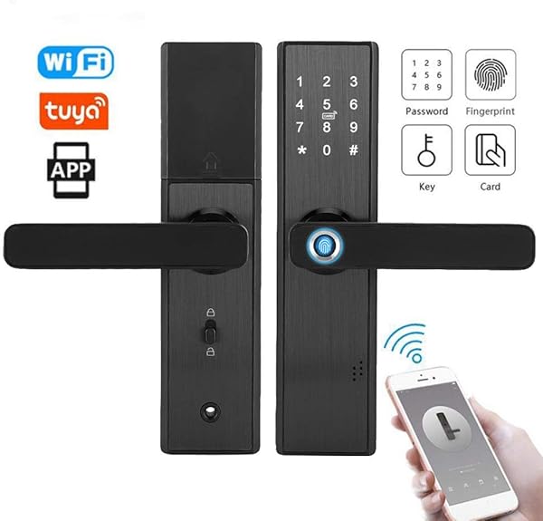 JJ Accessory Touchscreen Smart Lock WiFi Touch Screen Fingerabdruck Passwort IC Karte Smart Trschloss mit mechanischem Schlssel fr Tuya