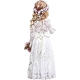 Abaowedding Fancy Ivory White Lace Flower Girl Dress Boho Rustic First Communion Gowns