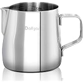 Dailyart Small Milk Frothing Pitcher 8.5OZ/250ml Milk Frother Cup | 304 Stainless Steel Milk Steamer Cup with Scale &amp; Special Dripless Spout, Small Milk Pitcher, Espresso Machine Accessories