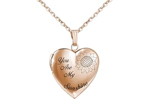 YOUFENG You are My Sunshine Necklace Sunflower Locket Necklace that Holds Pictures Heart Locket Pendant Gifts for Her