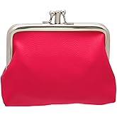 Coin Purse Vintage Bag Lock Wallet Buckle Kiss Lock change purse change holder wallet coin Leather coin wallet (F pink)