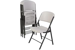 LIFETIME 42803 Commercial Grade Folding Chairs, 4 Pack, Almond