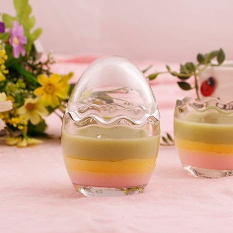 Amazon Manano たまご型 プリンカップ たまご型 ヨーグルト ミルクガラスカップ愿い事瓶などオシャレな小物入れ 色々な場面で重宝 厚い 耐熱 プリンカップ ふた付き 3個セット L カップ ソーサー オンライン通販