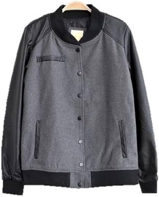 Amazon シンプル モノトーン ブルゾン スタジャン 袖合皮 グレー M コート ジャケット 通販