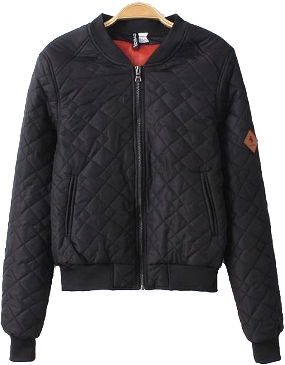 Niaona Womens Petite Raglan Sleeve Quilted Jacket Candy Colors Varsity-Jackets Quilted 