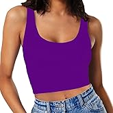 SanxiawaBa Women’s Sexy Sleeveless Crop Tops Double Layer Scoop Neck Cropped Tank Top