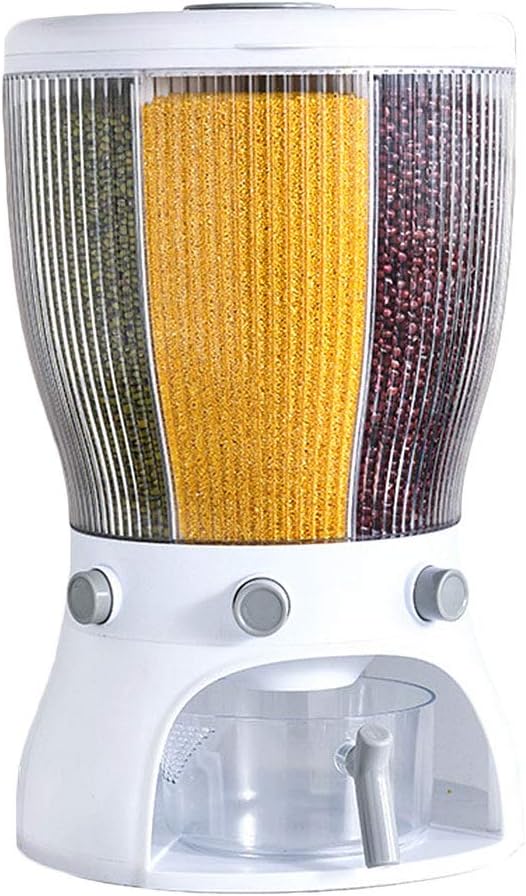 Airtight Cereal Rice Dispensers Food Storage Container, Rotating Sealed Rice Bucket Household Grain Storage Box Kitchen Storage Tank for Cereal, Rice, Candy, Coffee Bean, Grain