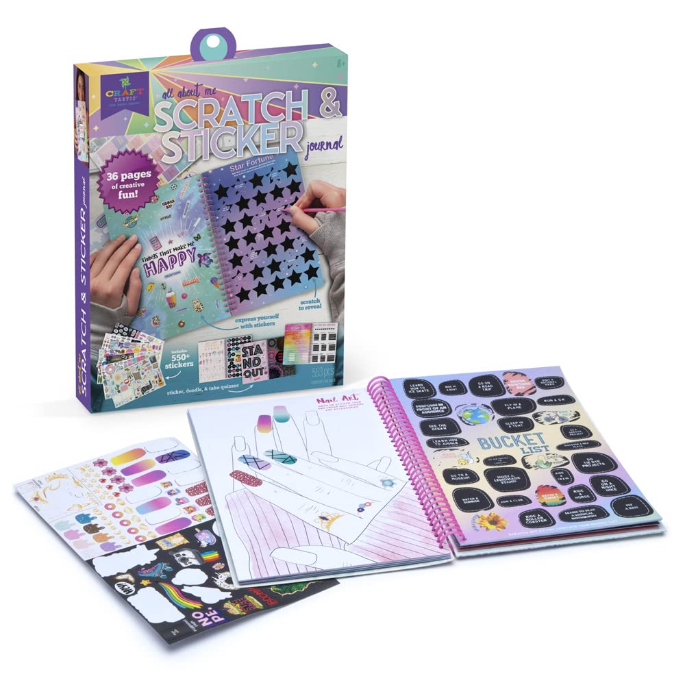 Craft-tastic — Scratch and Sticker Interactive Journal — Activity Book Packed with Fun Quizzes, 550+ Stickers, Creative Doodle Prompts, and More!