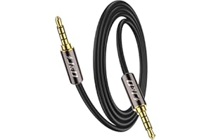J&D 3.5mm TRRS Cable, 1/8 Inch 4 Pole TRRS Jack Male to Male AUX Cord for Headphones, Cars, Phones and Speakers, 0.9 Meter/3 