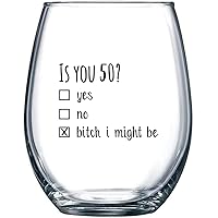 50th Birthday Gifts for Women and Men Wine Glass - Funny Is You 50 Gift Idea for Mom Dad Husband Wife – 50 Year Old…
