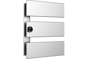 K&KALONZO Electric Towel Warmer, 18.35" W x 22.8" H Wall-Mounted Towel Heater with Built-in Timer, Waterproof Aluminum Towel Warmer for Bathroom, Support Plug-in and Hardwired, Silver, K3-L-S