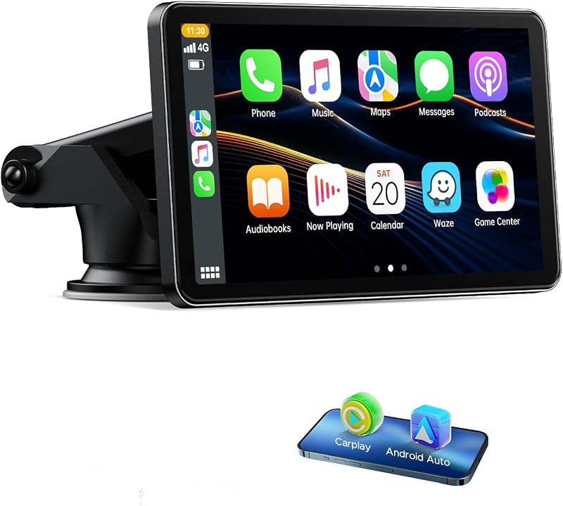 LAMTTO 7 inch CarPlay Screen Wireless Android Auto Mirror Link Touchscreen