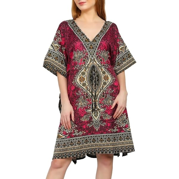 thumbnail image 2 of Riviera Sun Women's Caftan - Bohemian Embroidered Maxi Dress Beach Cover Up With Bell Sleeves 2 of 12
