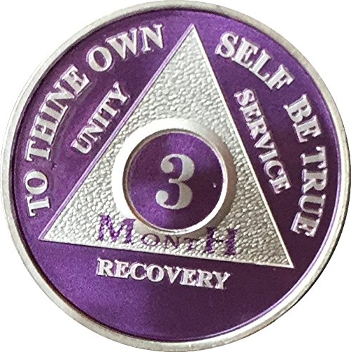 3 Month Purple Silver Plated AA Medallion 90 Day Chip