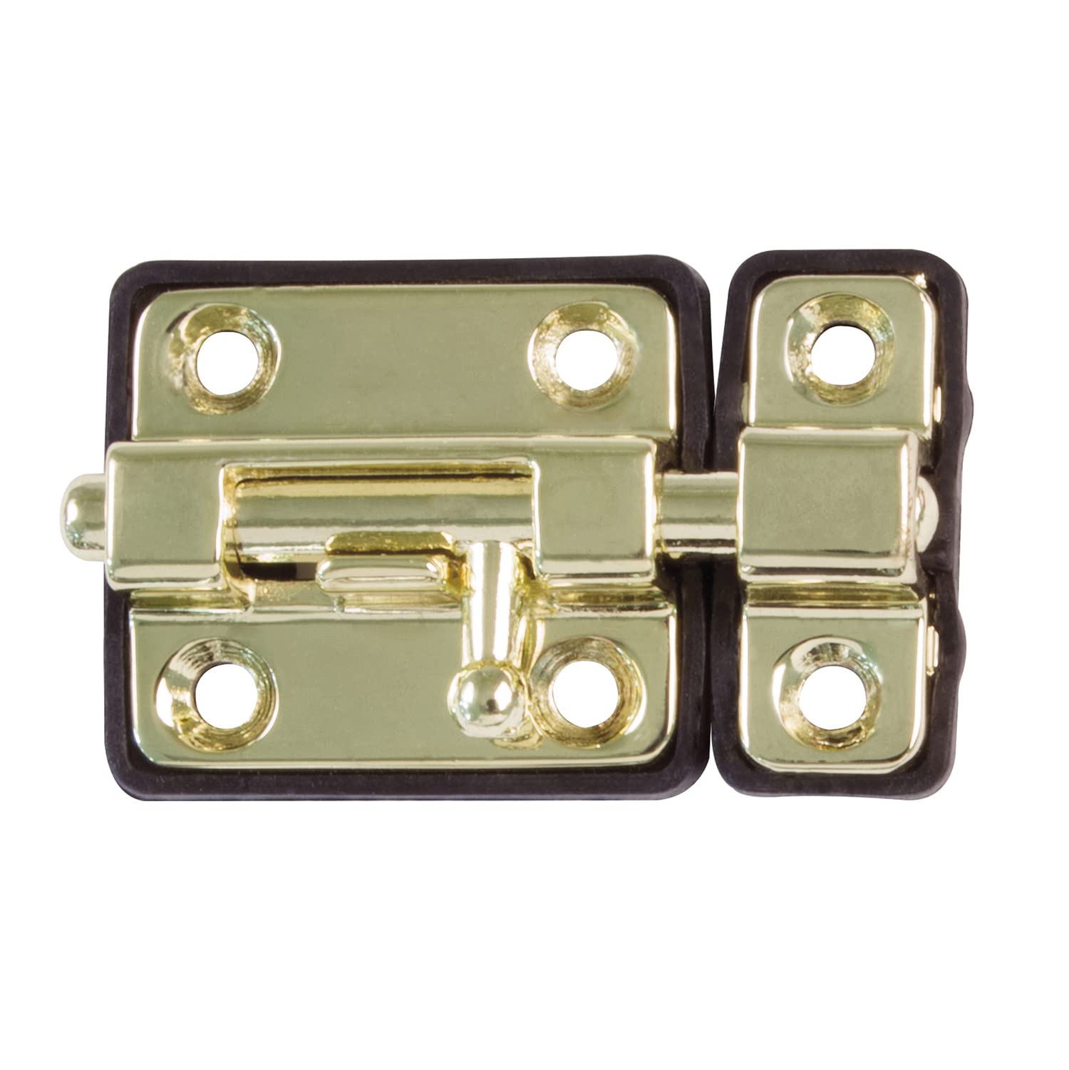 Amig - Latch bolt for doors Mod.383 | 38 x 34 mm | Safety latch with plastic base | For horizontal closure | Gold steel | Includes wood screws — image 1