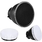Heliora 7" Standard Reflector Lamp Shade Dish Diffuser &amp; 60&deg; Honeycomb Grid | Reflector Photography for Bowens Mount Studio Strobe Flash Light Speedlite (with Soft Cloth)