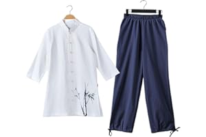 KSUA Womens Traditional Chinese Clothing Tai Chi Uniform Chinese Kung Fu Clothing with Three Quarter Sleeves