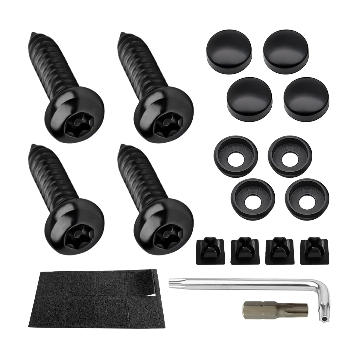 Photo 1 of YALOK Anti Theft License Plate Screws Kits- Rustproof Stainless Steel Car Tag Plate Mounting Hardware, M6 (1/4") Tamper Proof Fastener Nut, Caps Cover for Front Rear Frame Holder Mounting?at-Black/4?