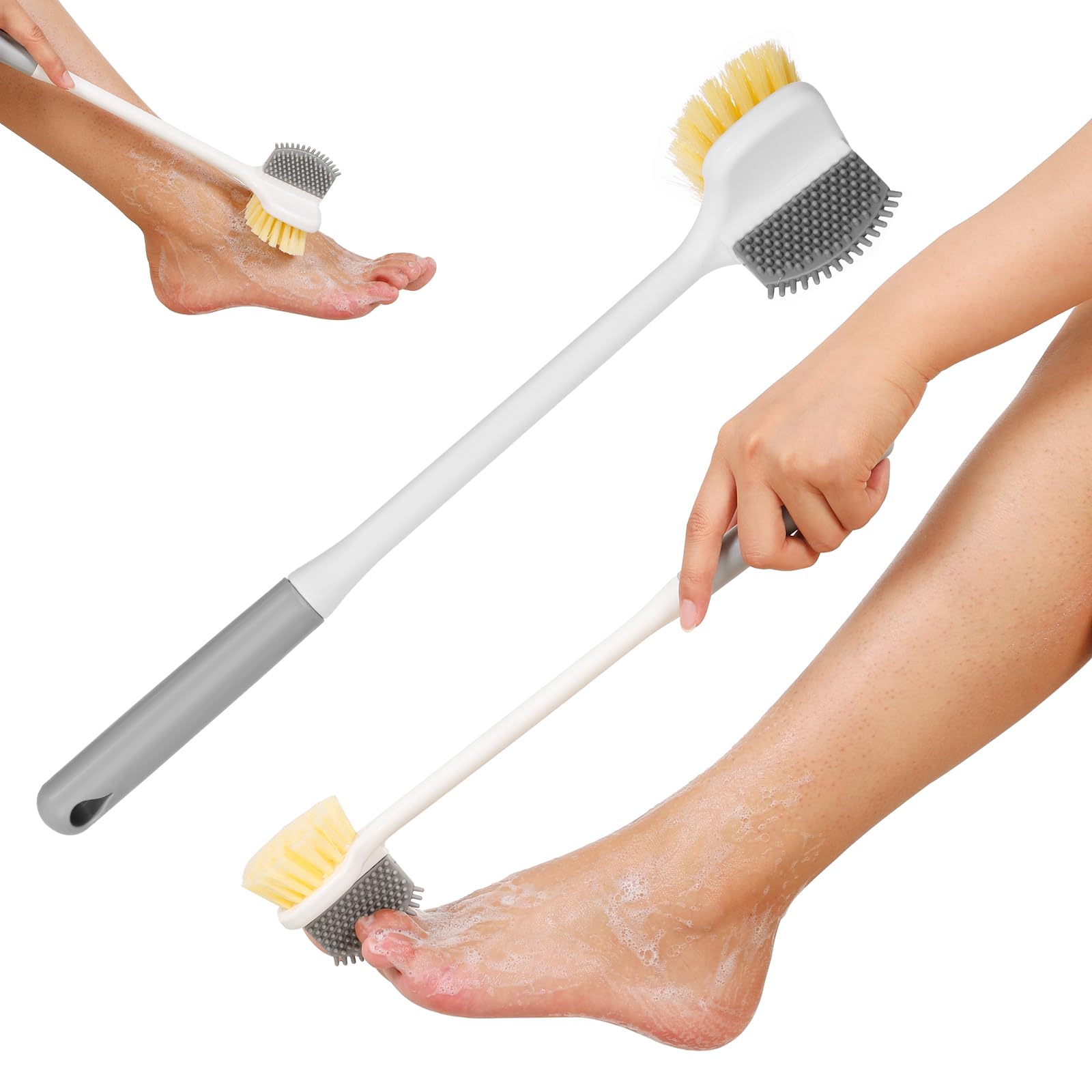 Multifunctional Foot Wash Brush with Long Handle, Toe Washer for Seniors, No Dead Corners for Shower Cleaning