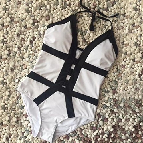 Hot Saleï¼ Multicolor Swimsuit ,BeautyVan Fashion Design Women Bandage One Piece Bikini Monokini Push Up Padded Swimwear,Multiple Colors Available (XL, A~White)
