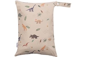 HALAA VAUVA Wet Dry Bag Waterproof Wet Bags Baby Diaper Bag with Handle Reusable with Two Zippered Pockets Travel Beach Pool Daycare Baby Diapers Bag for Swimsuits or Wet Clothes, Dinosaur