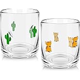 Sel Natural 2 Pcs Aesthetic Glass Juice Cups Highland Cows Wine Glass 14oz Funny Highland Cow Glasses Gifts Set Aesthetic Drinking Glass for Women Sister Friend Party