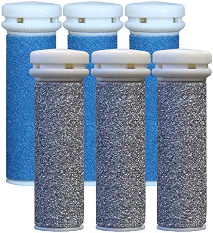 Replacement Refill Rollers for Emjoi Micro-pedi (3 Super Coarse+ 3 Extra Coarse) - Pack of 6