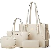 Women Fashion Synthetic Leather Handbags Tote Bag Shoulder Bag Top Handle Satchel Purse Set 4pcs