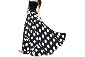 Afibi Women Chiffon Mopping Floor Length Big Hem Solid Beach High Waist Maxi Skirt