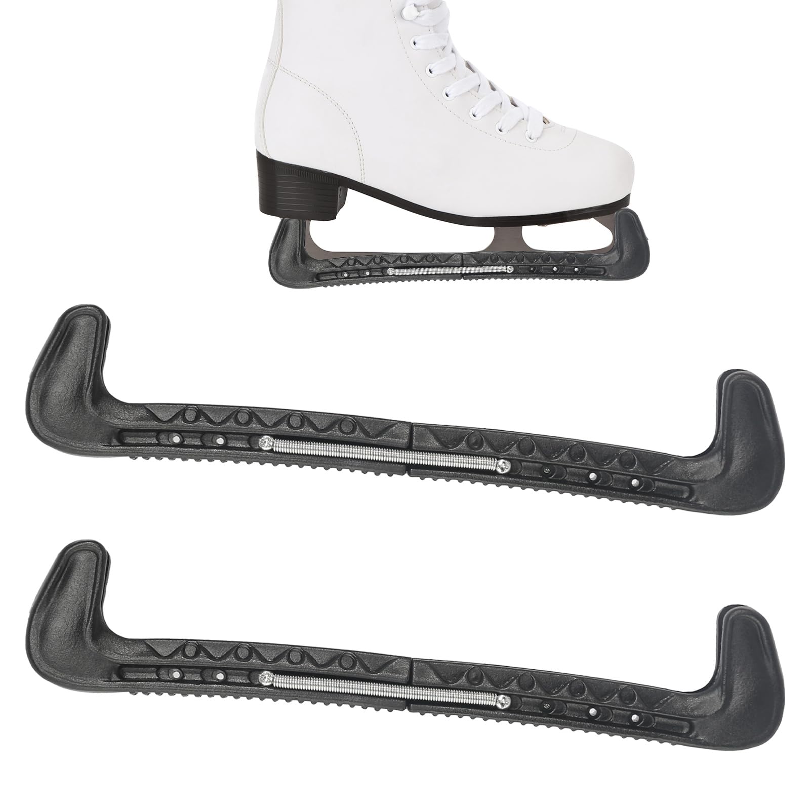 DELAESI Ice Skate Guards 1 Pair Ice Hockey Blade Guards Adjustable Ice Skate Blade Covers Sports Hard Skate Guards for Figure Skates (Black)
