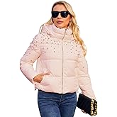 MODERN BUBBLE Puffer Jacket Womens Thickened Down Jacket with Diamonds Lightweight Winter Coats for Women