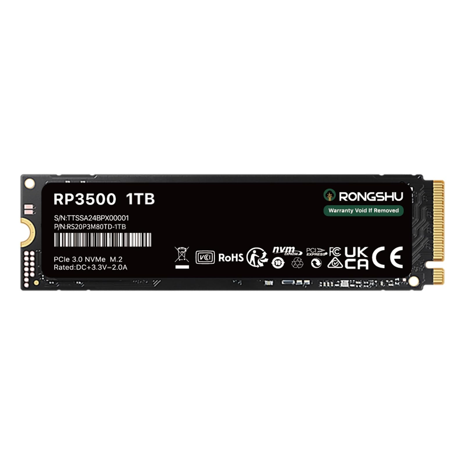Photo 1 of RONGSHU 1TB NVMe SSD M.2 SSD PCIe 3.0×4, Read Up to 3,500 MB/s, M.2 2280 Internal Soild State Drive, SLC Cache 3D NAND TLC, Compatible with Laptop and PC Desktops (RP3500)