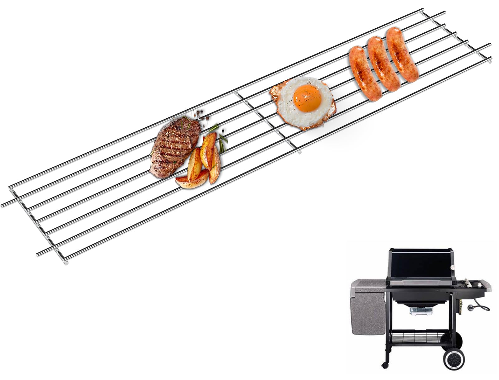 Photo 1 of WEBROIL 7513 88719 Grill Warming Rack for Weber Genesis 1000-5500, Genesis Silver B/C, Gold B/C Grill Parts, 80633 Stainless Steel Rack for Weber 900, Spirit 700, Platinum I & ll Grill, 24.9"x 4.7"