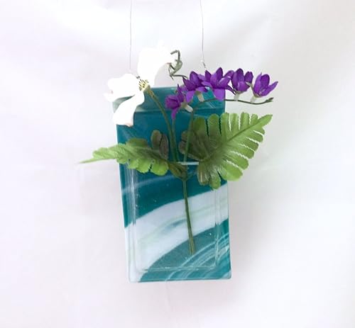 Amazon Com Pocket Vase Peacock Fused Glass Wall Hanging Vase 6 5