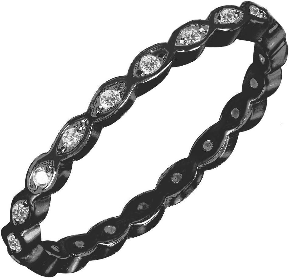 Cubic Zirconia Stackable Endless Eternity Ring Sterling Silver (Color Options, Sizes 3-15)