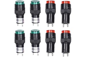 Aicosineg LED Indicator Lights Flush Panel Mount 110V Red and Green Panel Mount Pin Based Led Light Panel Indicator Lights Energy Saving Indicator 12 Pcs